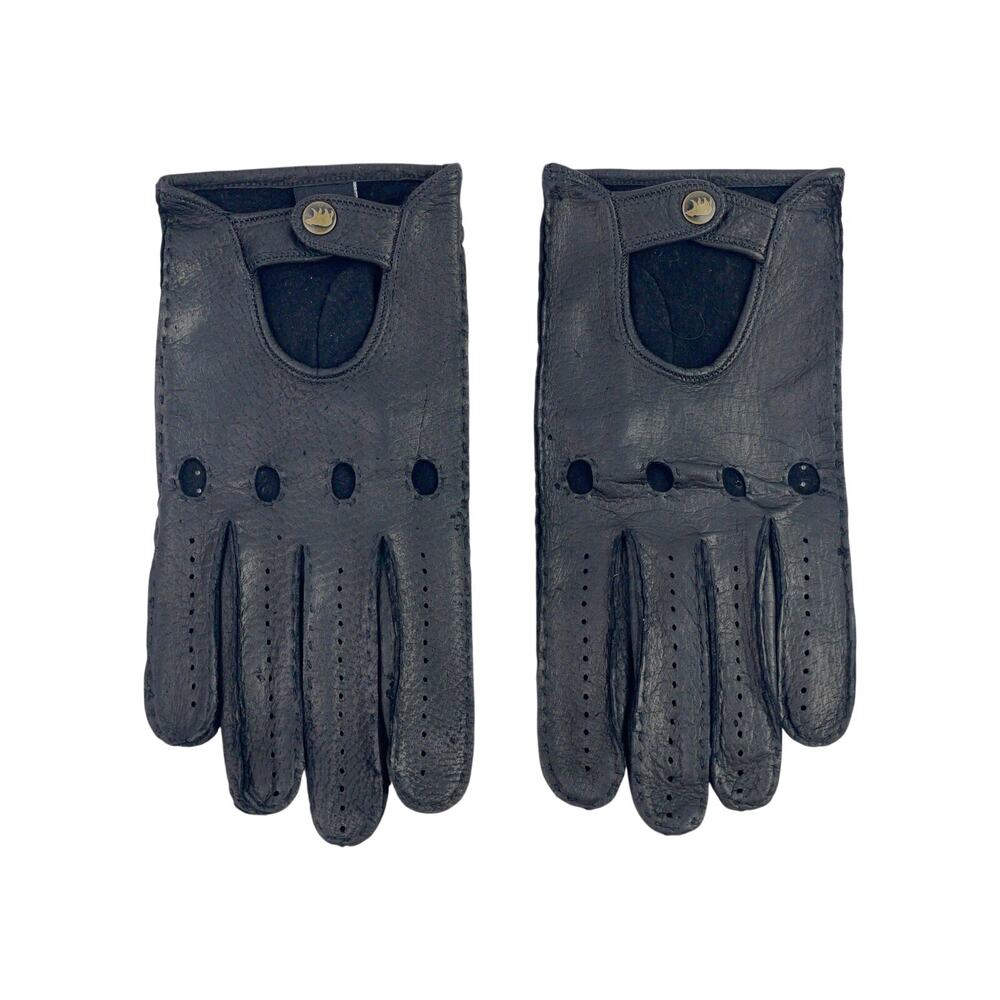 Fratelli Orsini Women's Black Genuine Leather 80s 90s Warmer Gloves Size 10